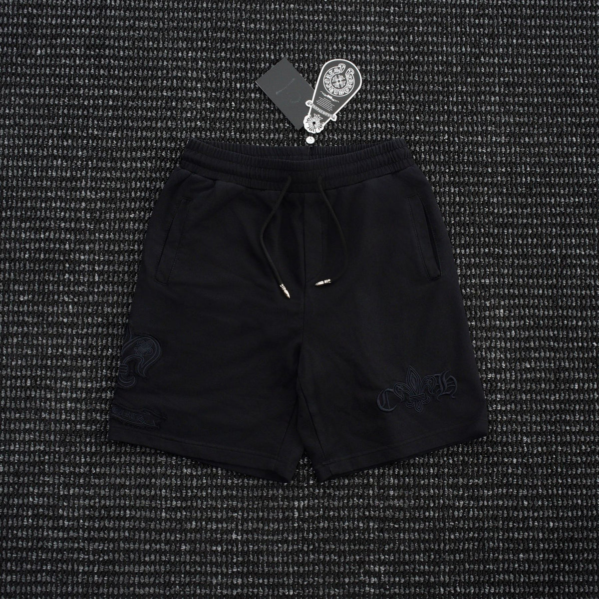 Chrome Hearts Tonal Sanskrit Cross Embroidered Shorts — front